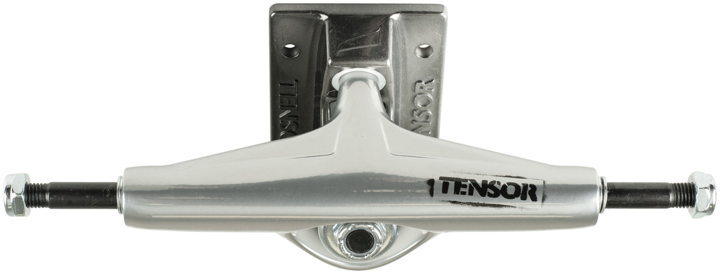 Tensor Trucks Aluminum Raw/Black Fade Alum Stencil Mirror 5.25 Skateboard Trucks