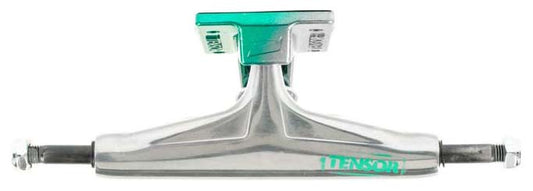 Tensor Trucks Aluminum Stencil Mirror Raw/Green Fade Skateboard Trucks