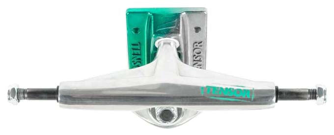 Tensor Trucks Aluminum Stencil Mirror Raw/Green Fade Skateboard Trucks