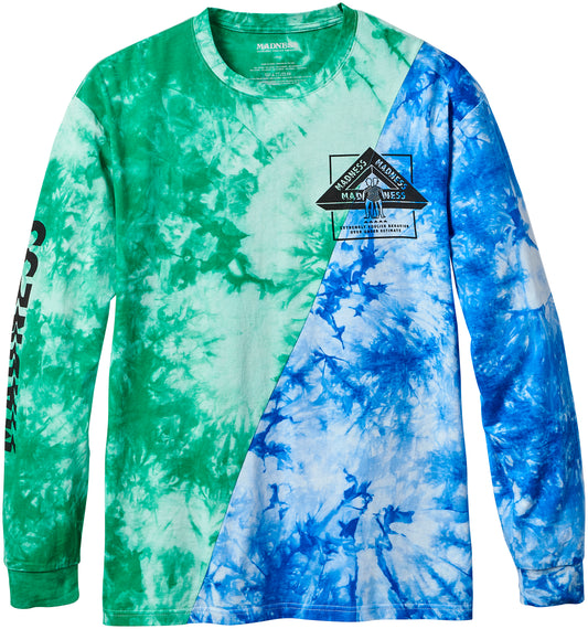 Madness Apparel Tie Dye Split V2 Long Sleeved Tee Shirt